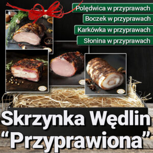 Skrzynka Kosz Prezentowy Swojskich Wędlin pomysł na prezent