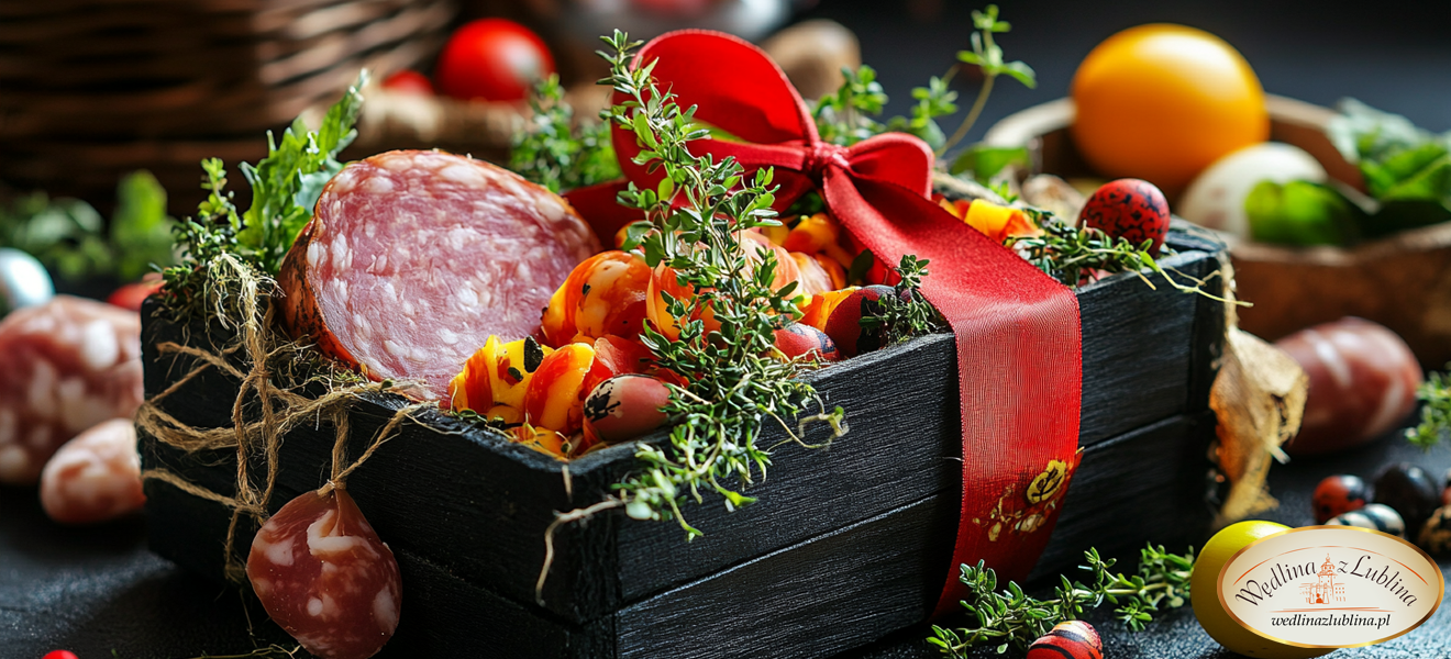 Skrzynka Prezentowa z Wędlinami upominek na Wielkanoc