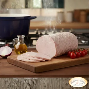 Schab biały na parze Dobrowolscy plastry na desce z warzywami